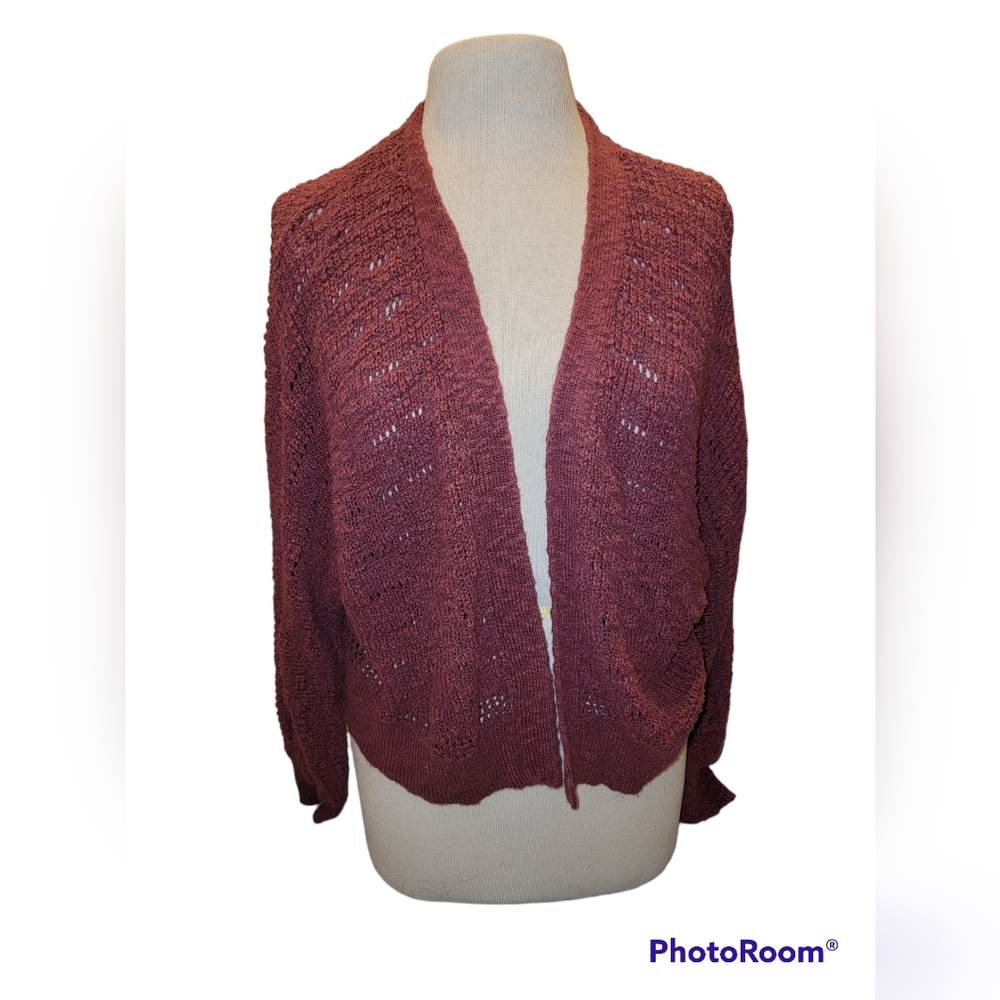 AMERICAN EAGLE WOMENS MEDIUM CARDIGAN MAROON ( OPEN FRONT CARDIGAN, XS/S